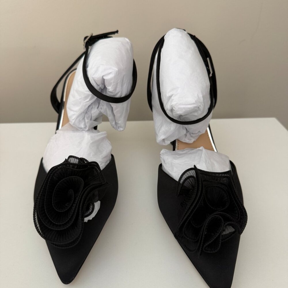 New in Box Jewel Badgley Mischka Taylee Black Ankle Strap Stiletto Heels 10 - Picture 6 of 12